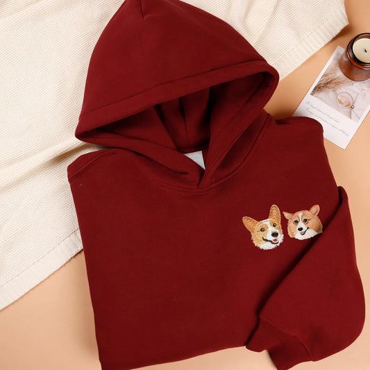 Personalized Embroidered Pet Face Hoodie, Custom Pet Name Sweatshirt,Embroidered Pet Photo Sweatshirt