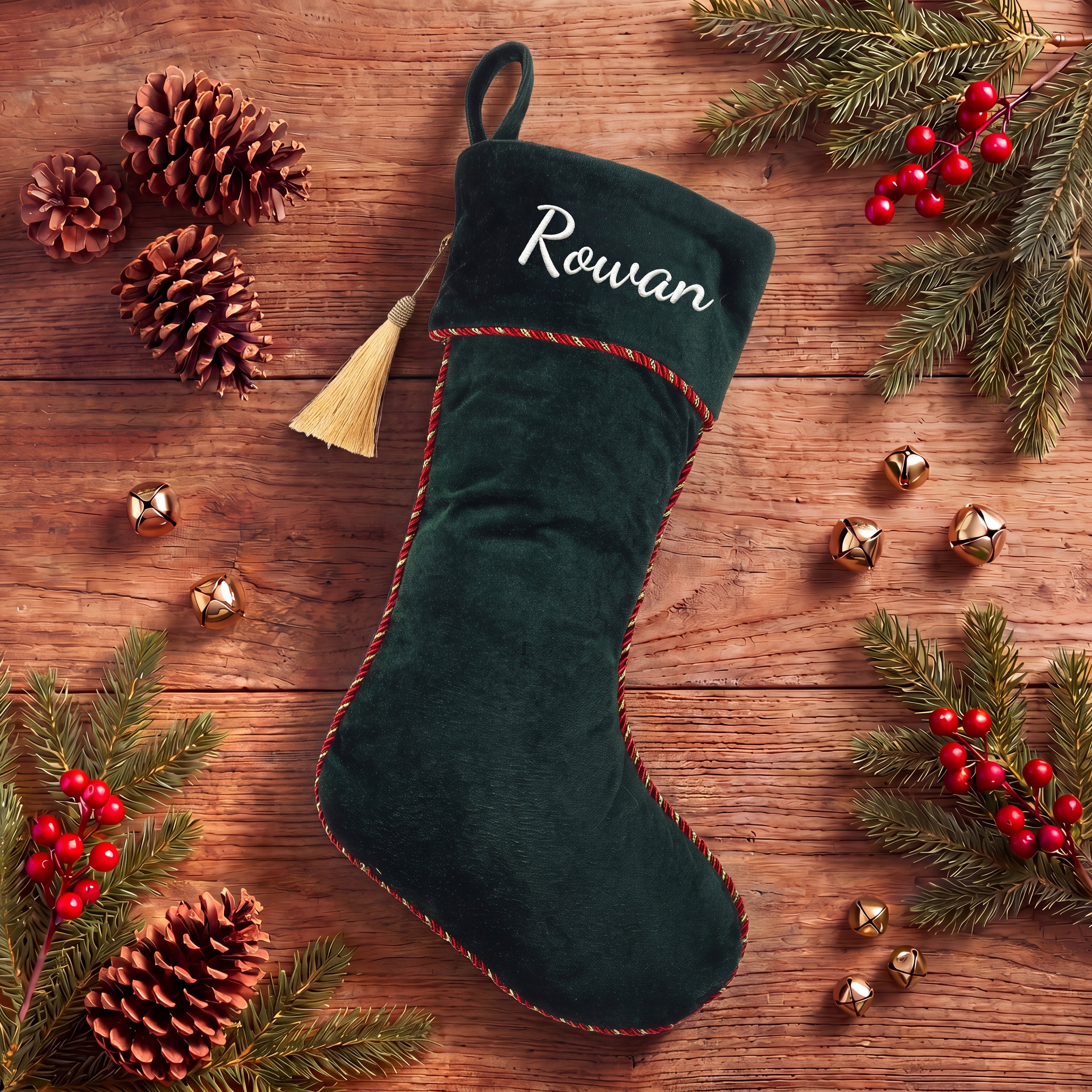 Velvet Christmas Stocking with Tassel
