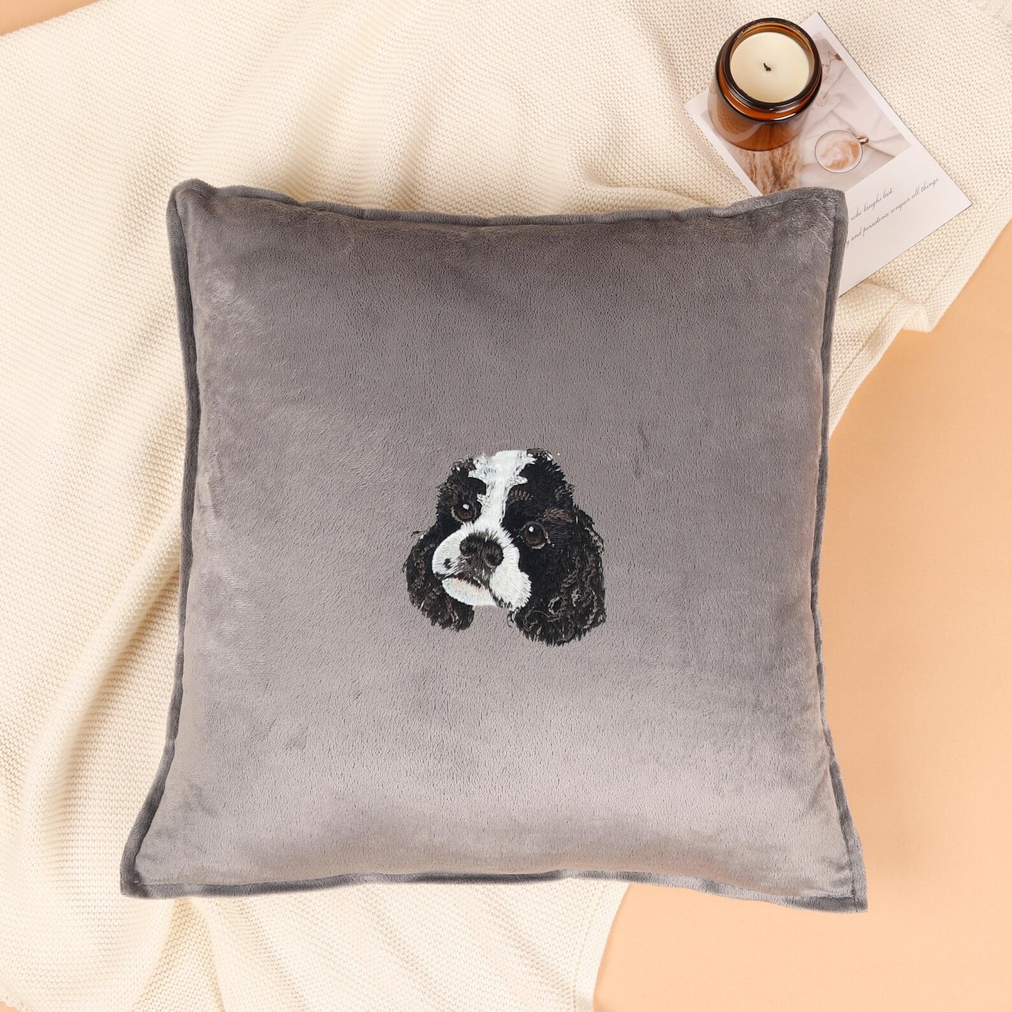 Personalized Embroidered Pet Portrait Pillow with Name,Custom Pet Pillow