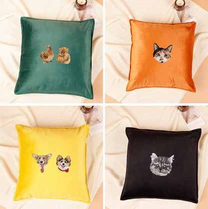Personalized Embroidered Pet Portrait Pillow with Name,Custom Pet Pillow