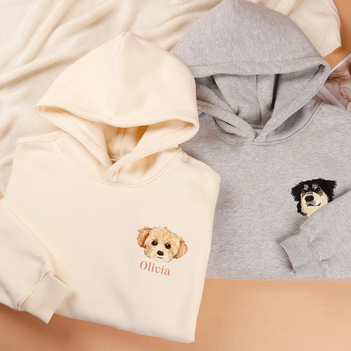 Personalized Embroidered Pet Face Hoodie, Custom Pet Name Sweatshirt,Embroidered Pet Photo Sweatshirt
