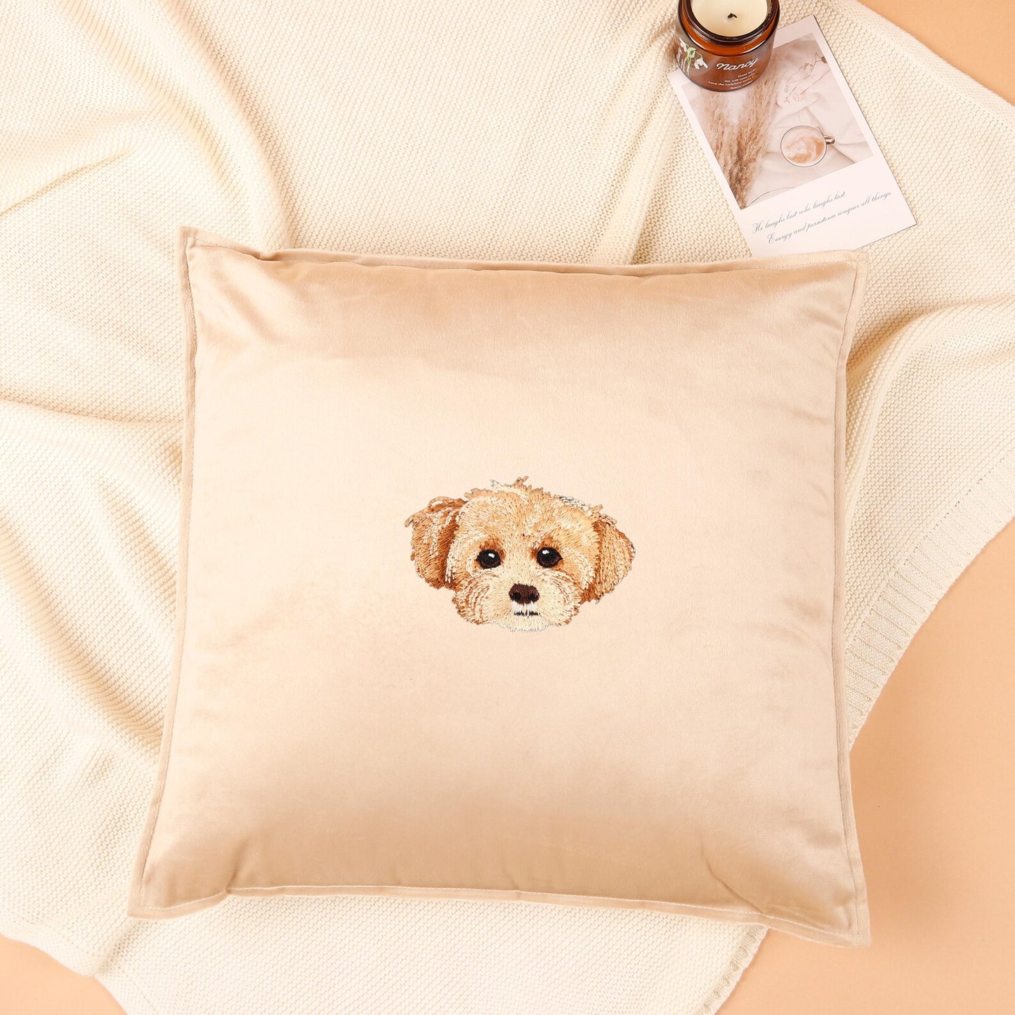 Personalized Embroidered Pet Portrait Pillow with Name,Custom Pet Pillow