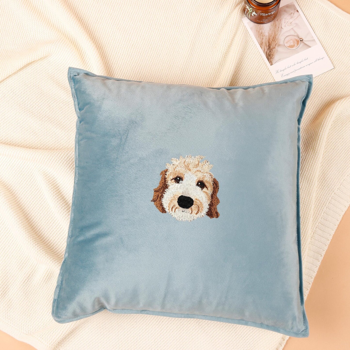 Personalized Embroidered Pet Portrait Pillow with Name,Custom Pet Pillow