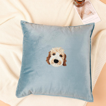 Personalized Embroidered Pet Portrait Pillow with Name,Custom Pet Pillow