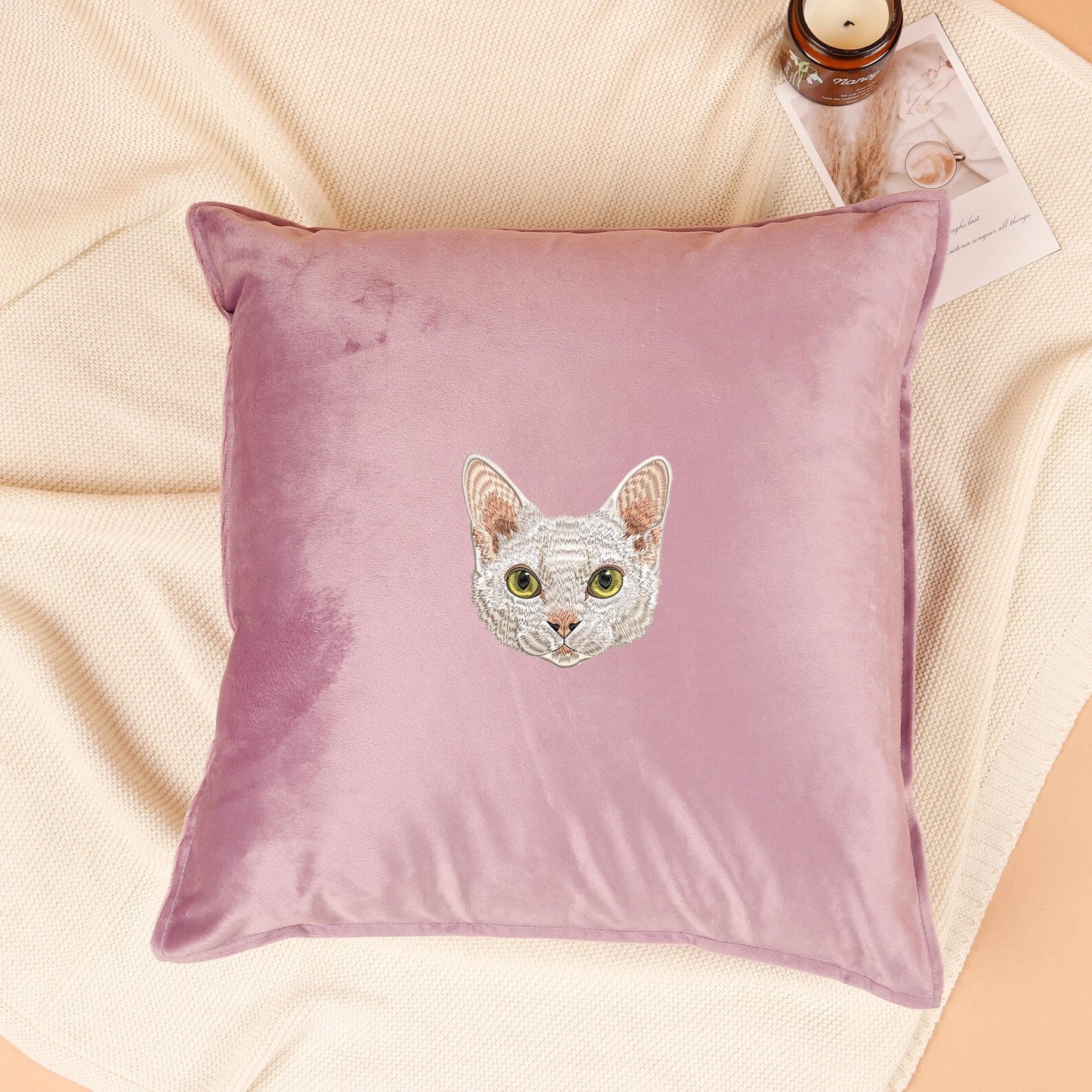 Personalized Embroidered Pet Portrait Pillow with Name,Custom Pet Pillow