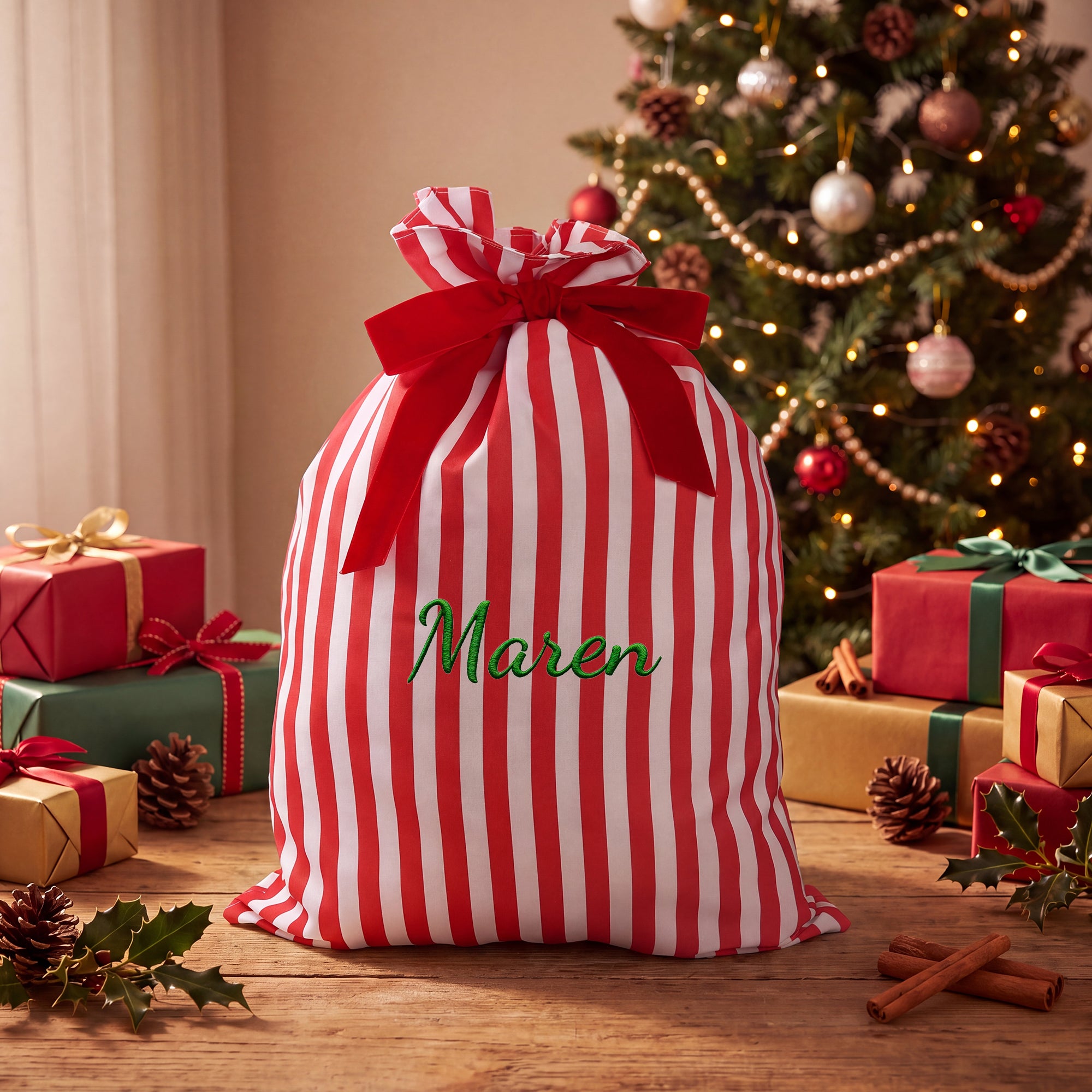 Colorful Striped Santa Sack & Christmas Bag