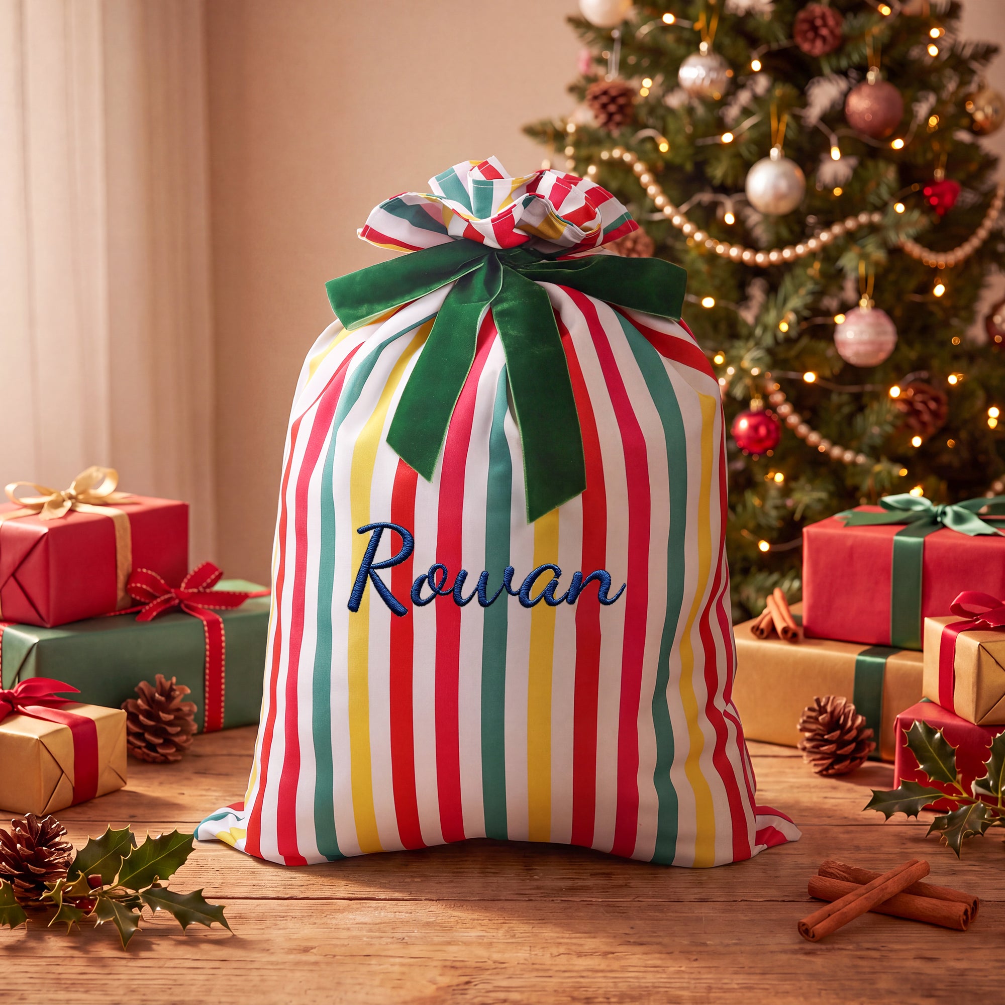 Colorful Striped Santa Sack & Christmas Bag