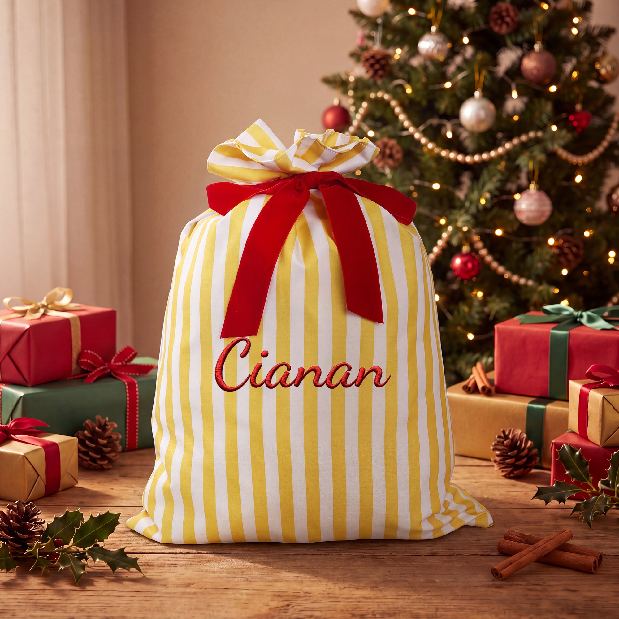 Colorful Striped Santa Sack & Christmas Bag