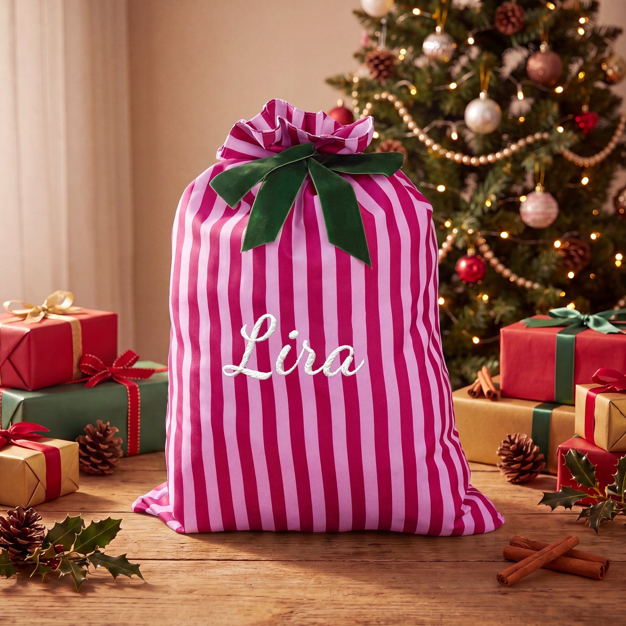 Colorful Striped Santa Sack & Christmas Bag